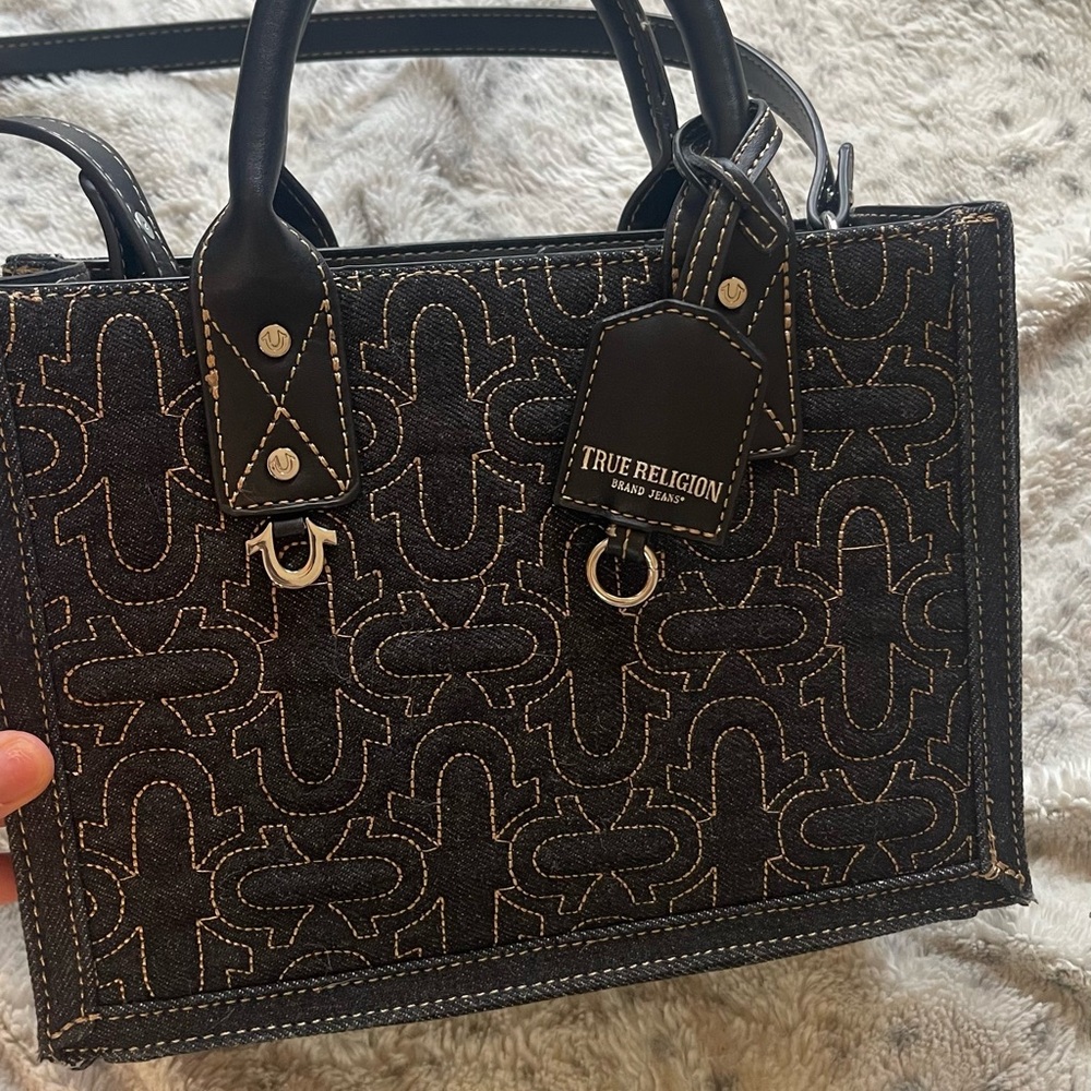 True Religion Women's Tote Bag, Quilted Horseshoe Travel Shoulder Handbag